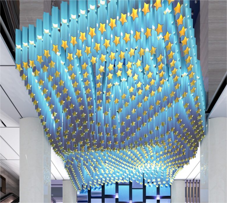 “海浪星空”大堂上空定制照明燈具項(xiàng)目